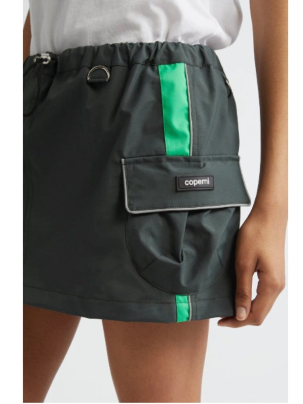 Coperni Dark Green Cargo Mini Skirt with Bright Green Panels